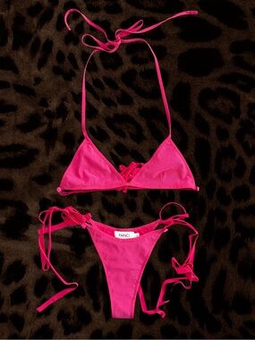 Fanci Club Hot Pink Triangle String Bikini Set